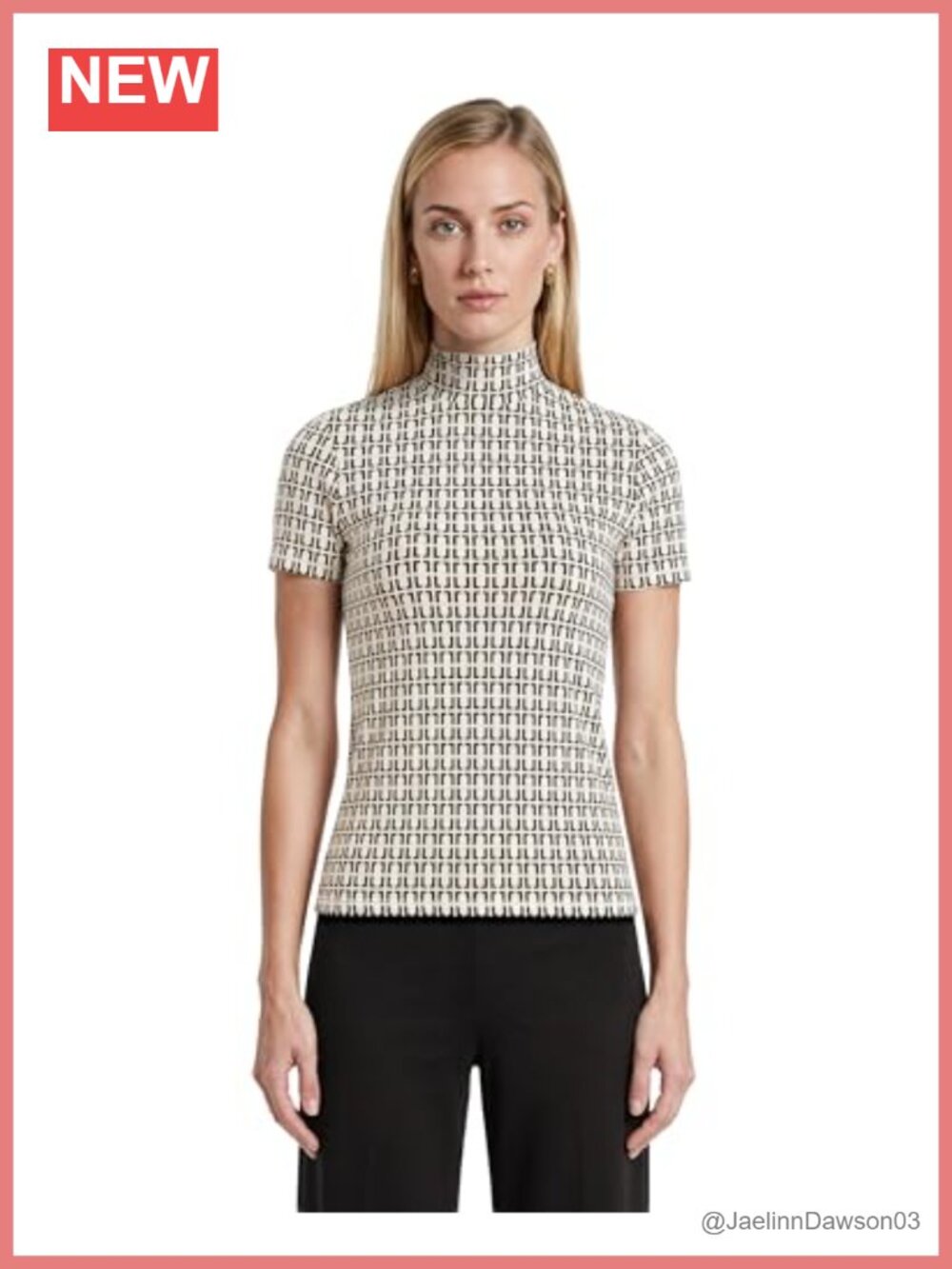 Anne Klein Mock Neck Blouse Short Sleeve Stretch Office Top